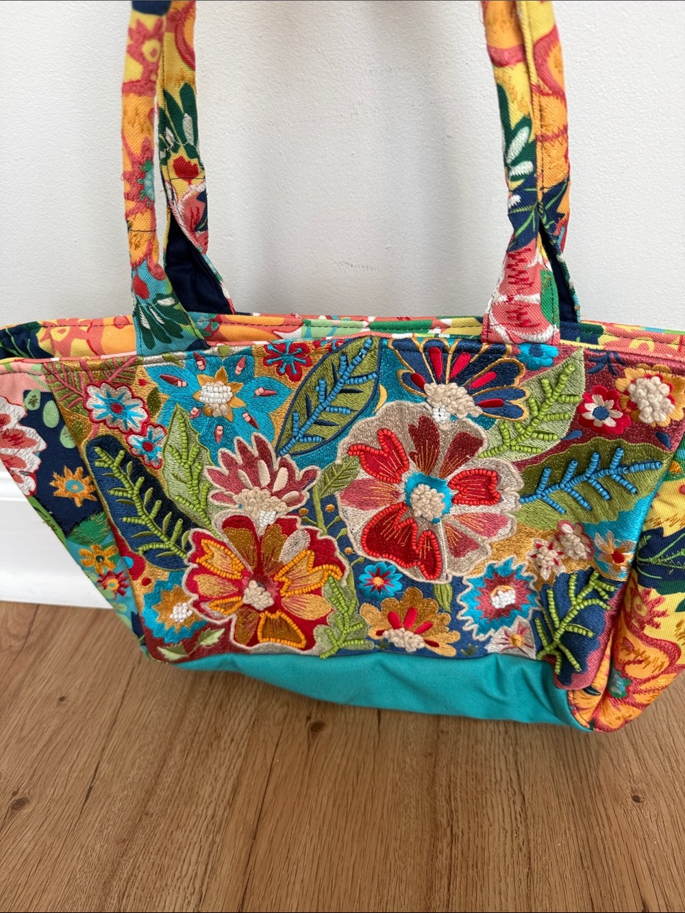 Mirasol Embroidered Floral Tote Bag - Multicolor
